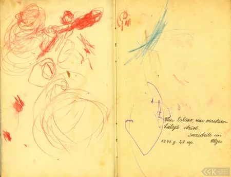 A spread from Irma Vīksniņa’s diary with drawings